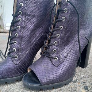 Katy Perry The Monica Snake embossed lace up ankle boot